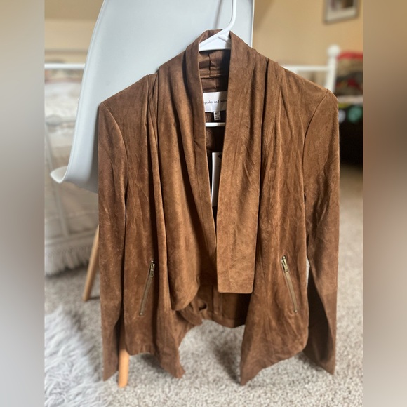 Cupcake and cashmere Brown Faux Suede Draped Jacket XS bin2 - Picture 6 of 11